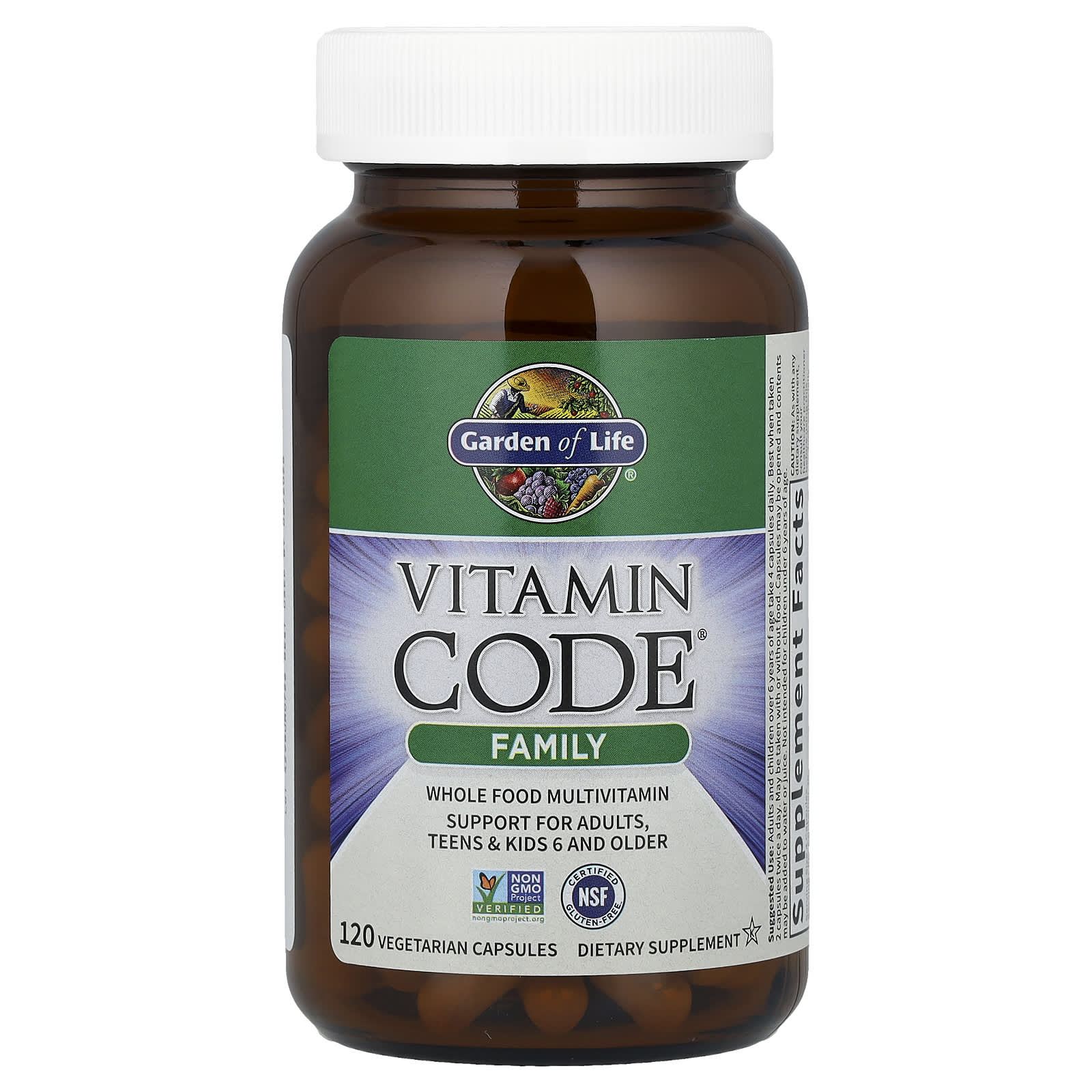 Мультивитамины Garden of Life Vitamin Code® Whole Food, оттенок Family, 120 растительных капсул