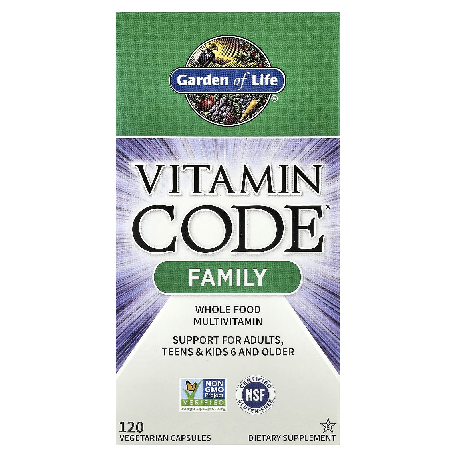 Мультивитамины Garden of Life Vitamin Code® Whole Food, оттенок Family, 120 растительных капсул — фото 2