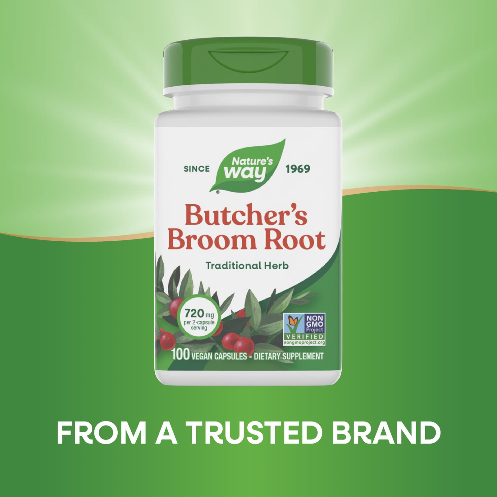 Иглица (рускус) Nature's Way Root, 360 мг, 100 растительных капсул — фото 6