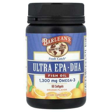 Рыбий жир Barlean's Fresh Catch® Ultra EPA/DHA, вкус Orange, 650 мг, 60 мягких капсул