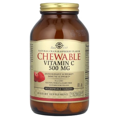 Витамин C Solgar Chewable, вкус Natural Cran-Raspberry, 500 мг, 90 жевательных таблеток
