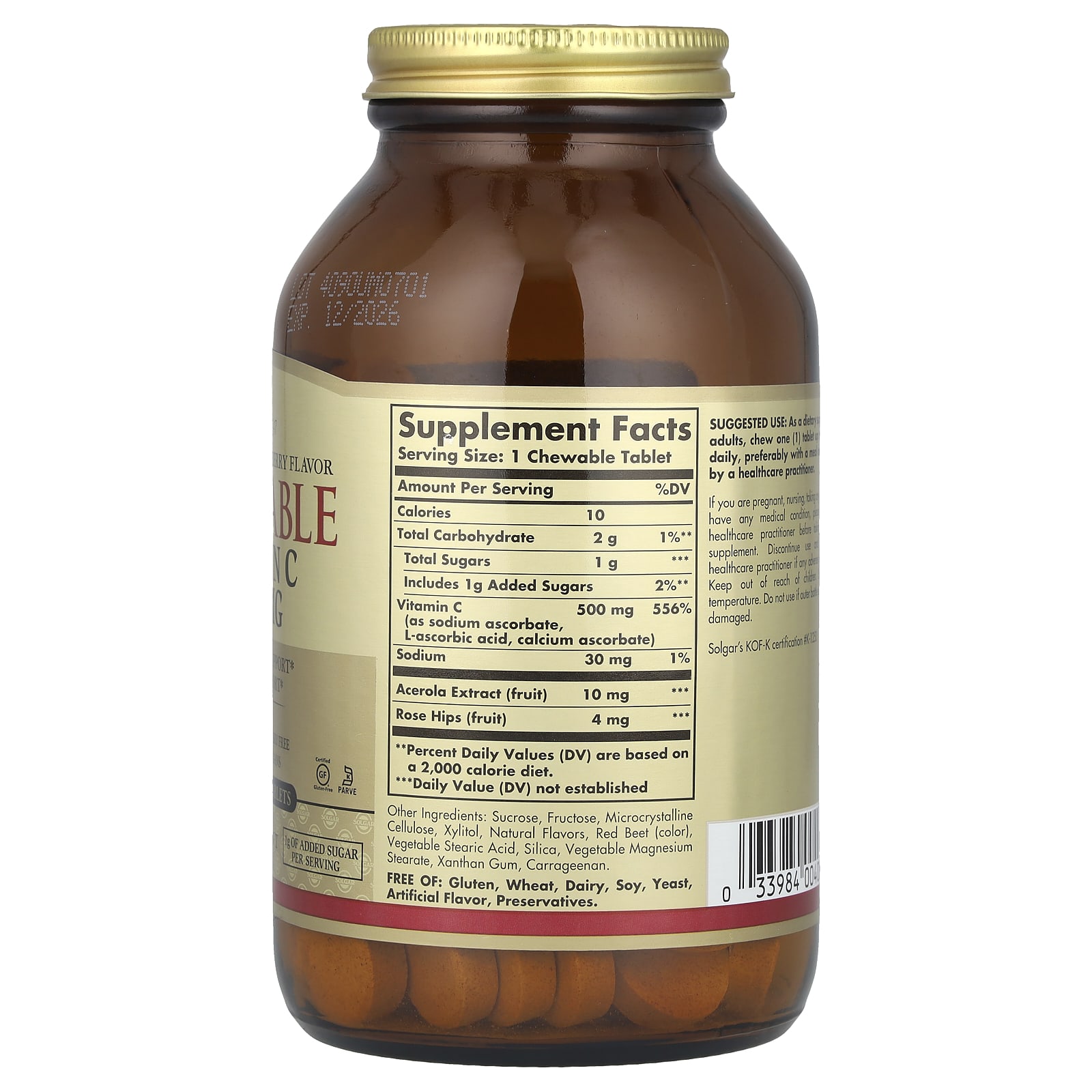 Витамин C Solgar Chewable, вкус Natural Cran-Raspberry, 500 мг, 90 жевательных таблеток — фото 2