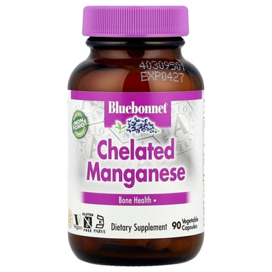 Марганец Bluebonnet Nutrition Chelated, 10 мг, 90 растительных капсул