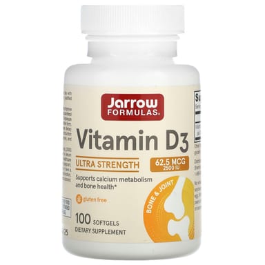 Витамин D3 Jarrow Formulas Ultra Strength, 62.5 мкг (2500 МЕ), 100 мягких капсул