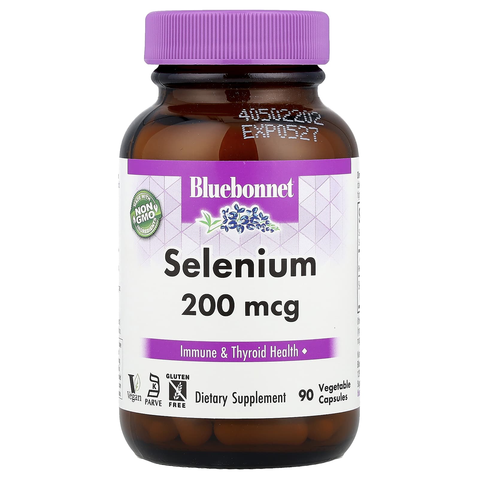 Селен Bluebonnet Nutrition, 200 мкг, 90 растительных капсул