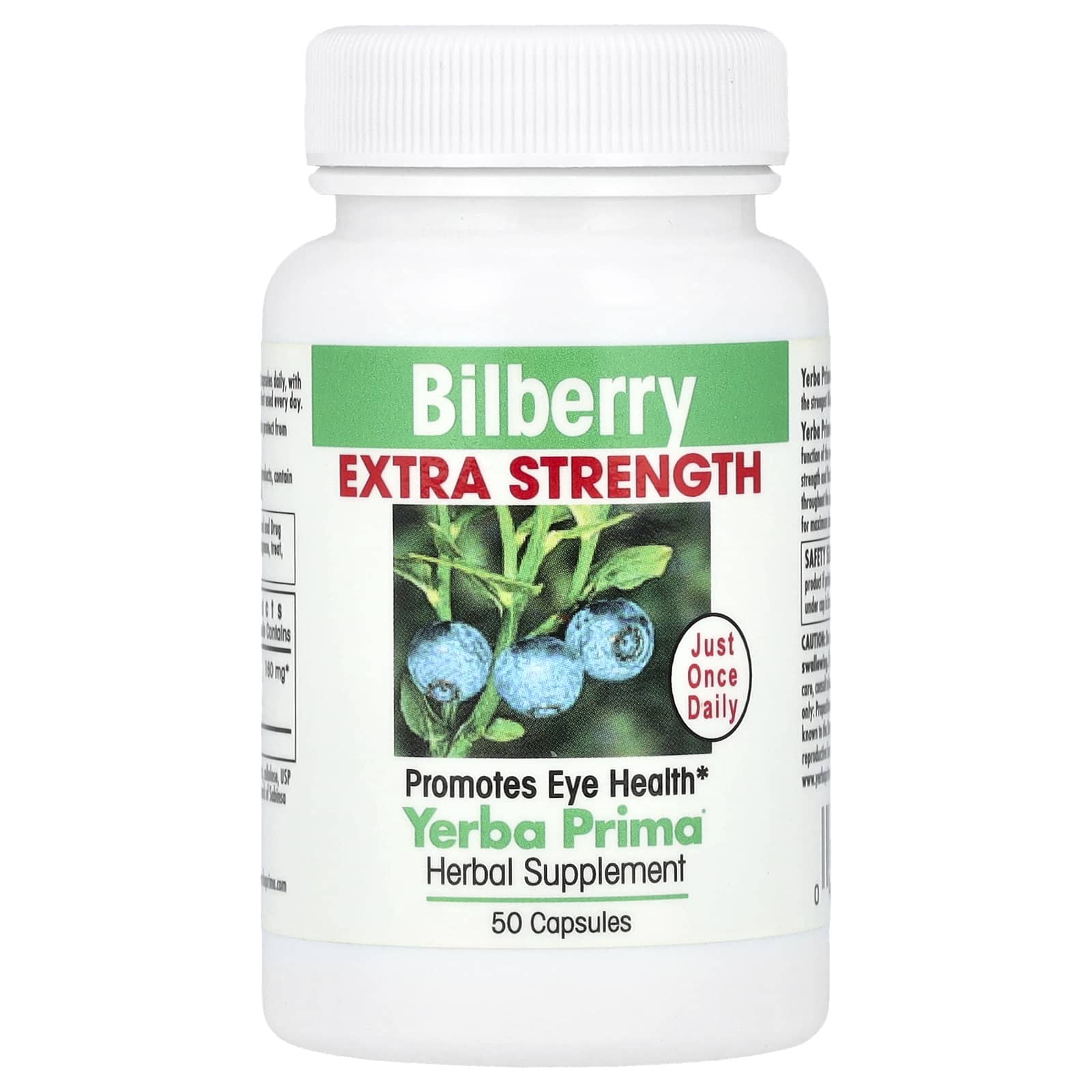Черника Yerba Prima, вкус Bilberry, 160 мг, 50 капсул