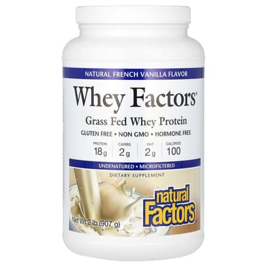 Сывороточный протеин Natural Factors Whey Factors Grass Fed, вкус Natural French Vanilla, 907 г
