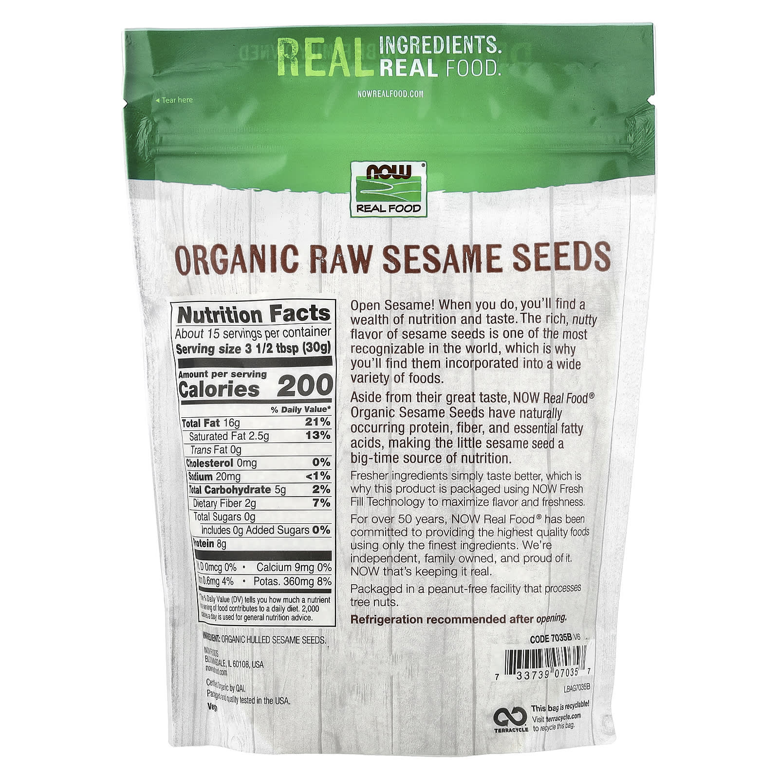 Семена кунжута NOW Foods Real Food Organic, 454 г — фото 4