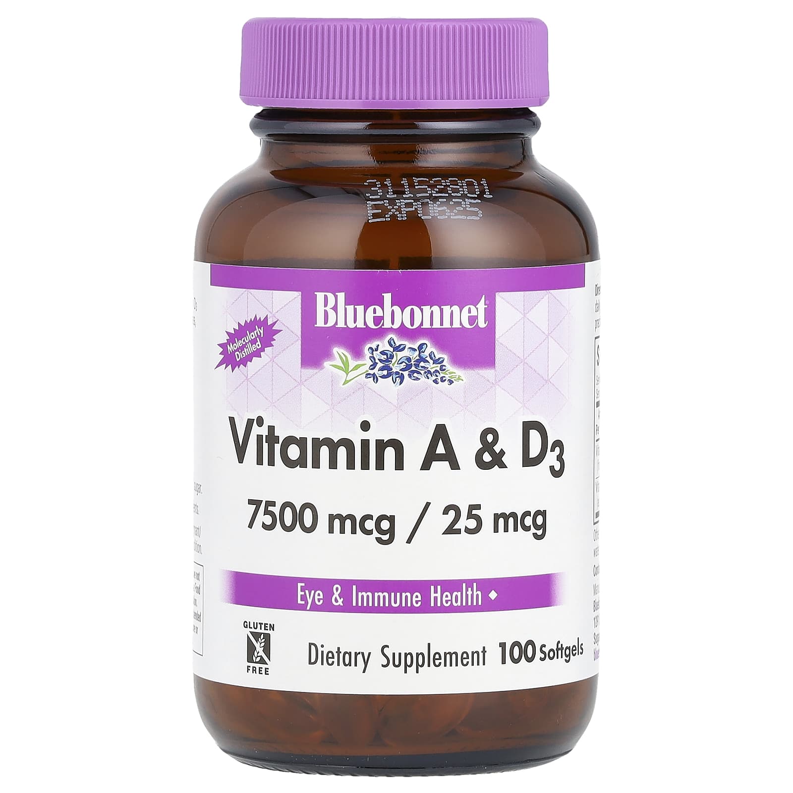 Витамин D3 Bluebonnet Nutrition Vitamin A &, 100 мягких капсул