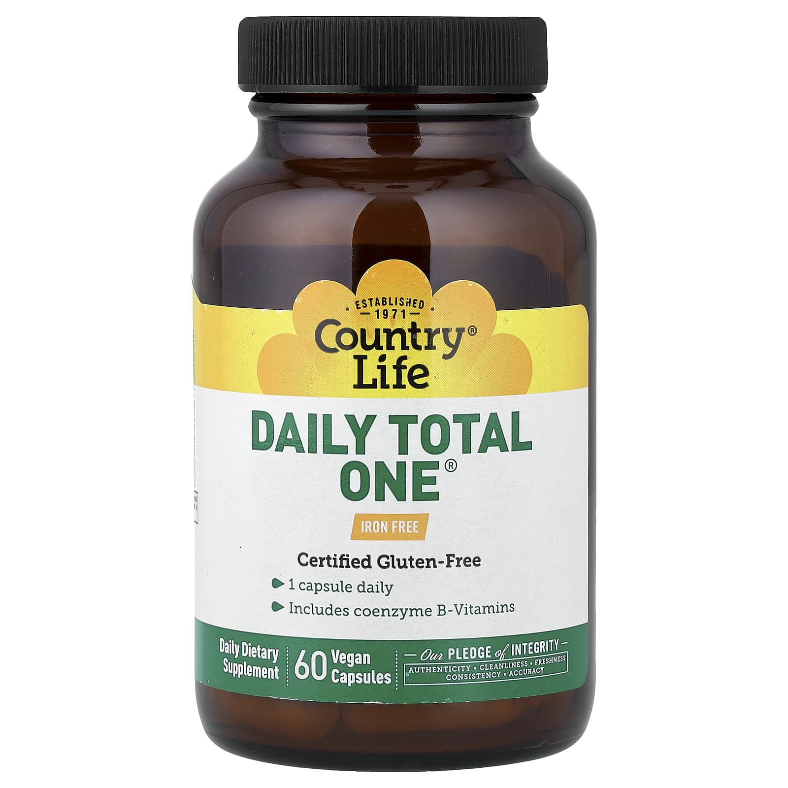 Железо Country Life Daily Total One® Free, 60 растительных капсул