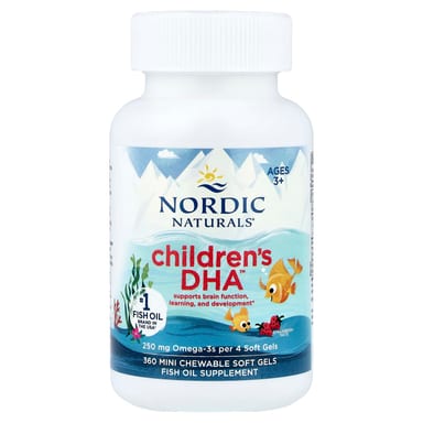 Детский Nordic Naturals DHA -6 360 Mini Chewable Soft Gels, вкус Strawberry, для детей от 3 лет, мягкие капсулы
