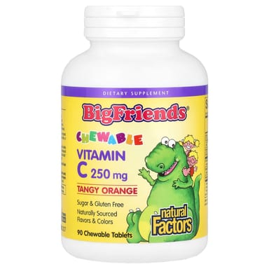 Витамин C Natural Factors Big Friends Chewable Tangy Orange, 250 мг, 90 жевательных таблеток