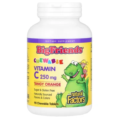 Фото товара: Витамин C Natural Factors Big Friends Chewable Tangy Orange, 250 мг, 90 жевательных таблеток