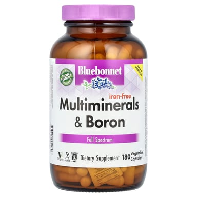 Железо Bluebonnet Nutrition Multiminerals & Boron -Free, 180 растительных капсул
