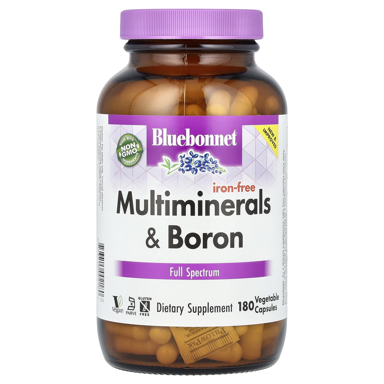 Железо Bluebonnet Nutrition Multiminerals & Boron -Free, 180 растительных капсул