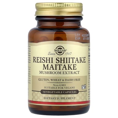 Шиитаке Solgar Reishi Maitake Mushroom Extract, 50 растительных капсул