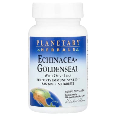 Эхинацея Planetary Herbals -Goldenseal with Olive Leaf, 317 мг, 60 таблеток