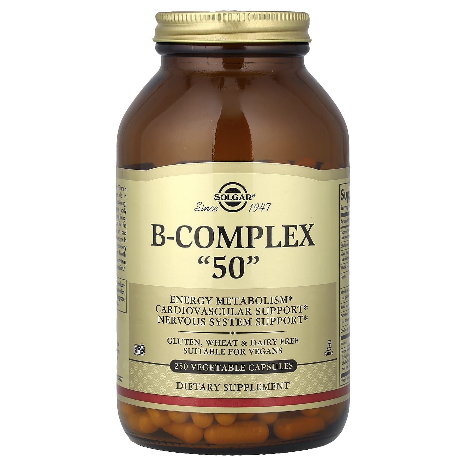 Комплекс витаминов B Solgar B-Complex "50", 250 растительных капсул — фото 4