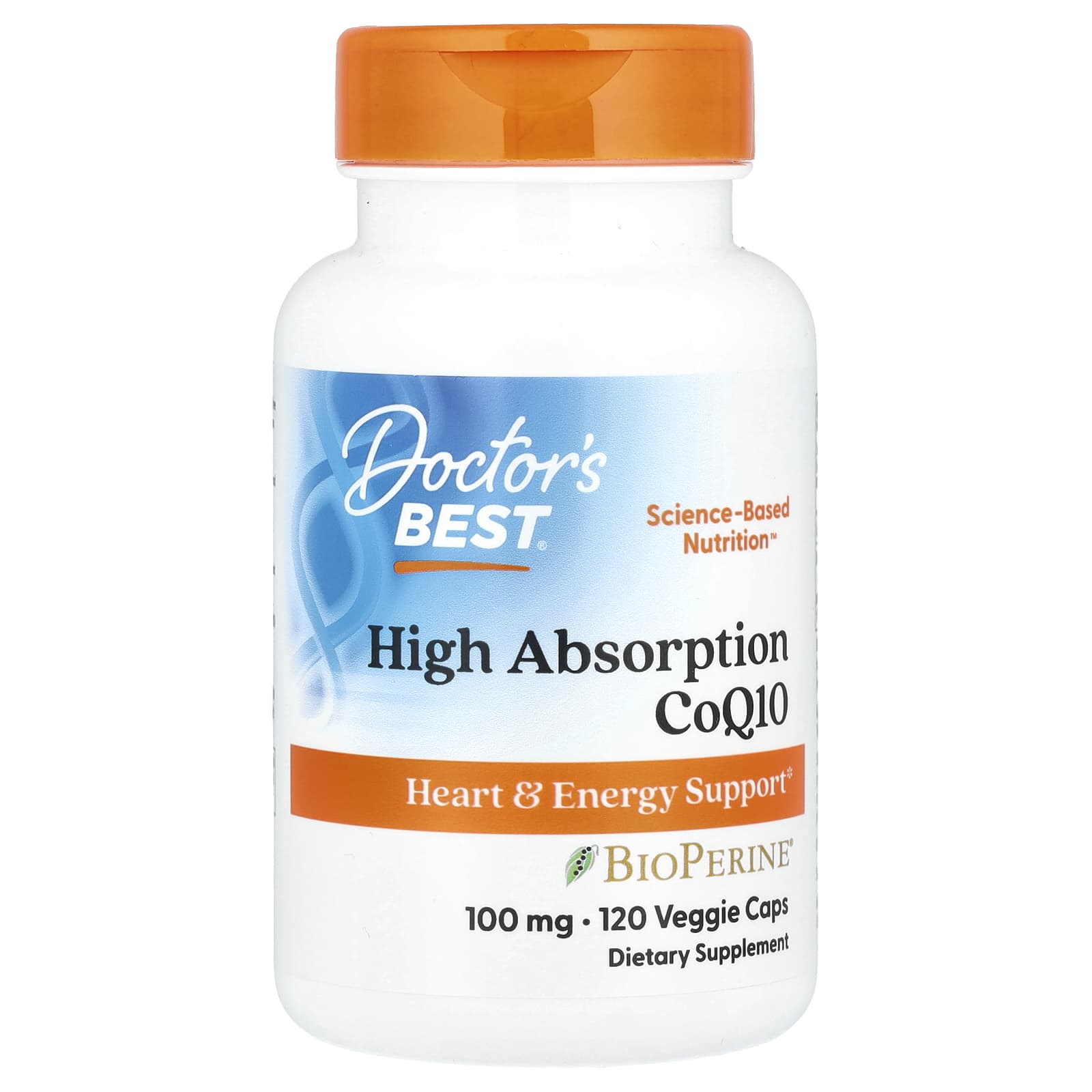 Коэнзим Q10 Doctor's Best High Absorption with BioPerine®, 100 мг, 120 растительных капсул