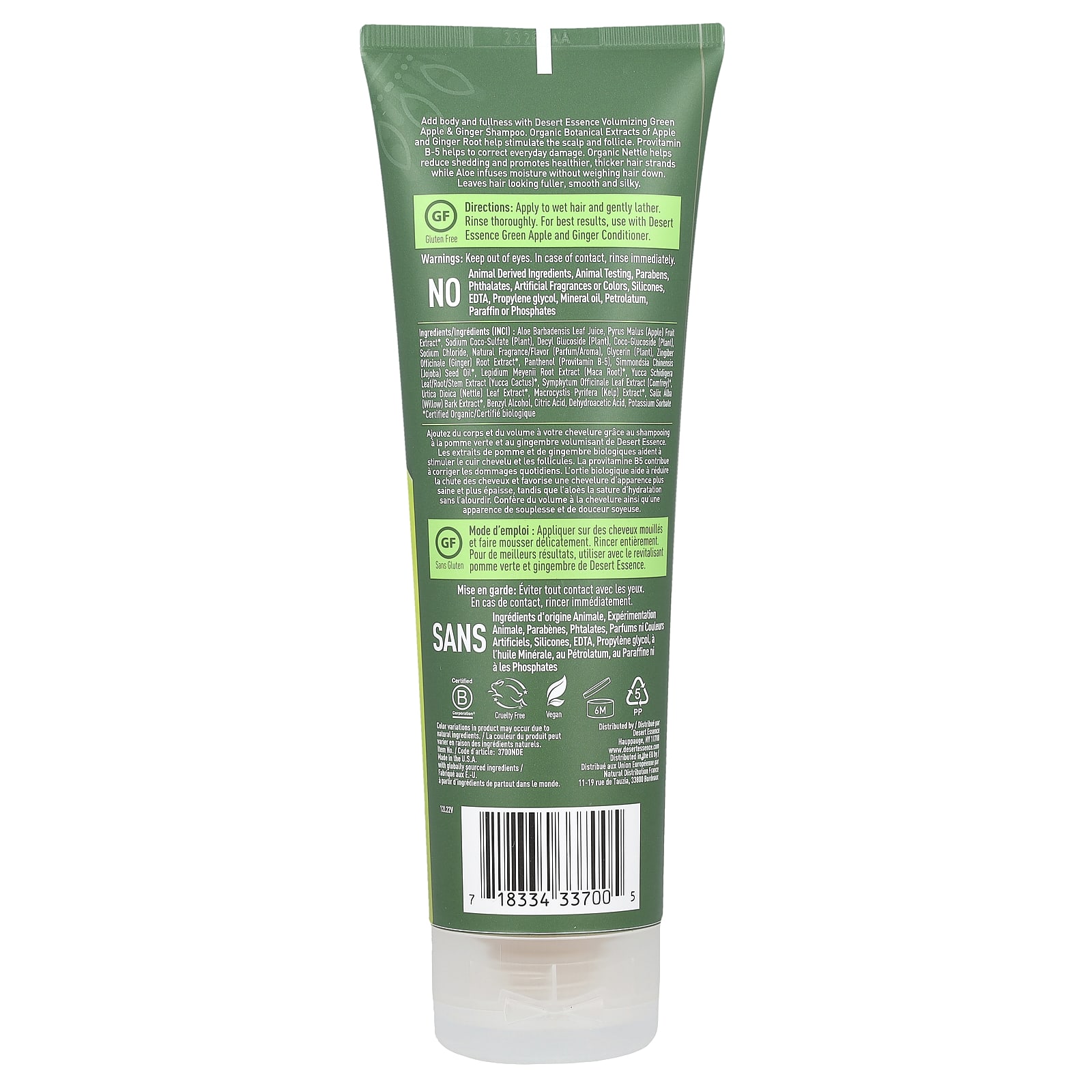 Шампунь Desert Essence Volumizing, вкус Green Apple & Ginger, 237 мл — фото 2
