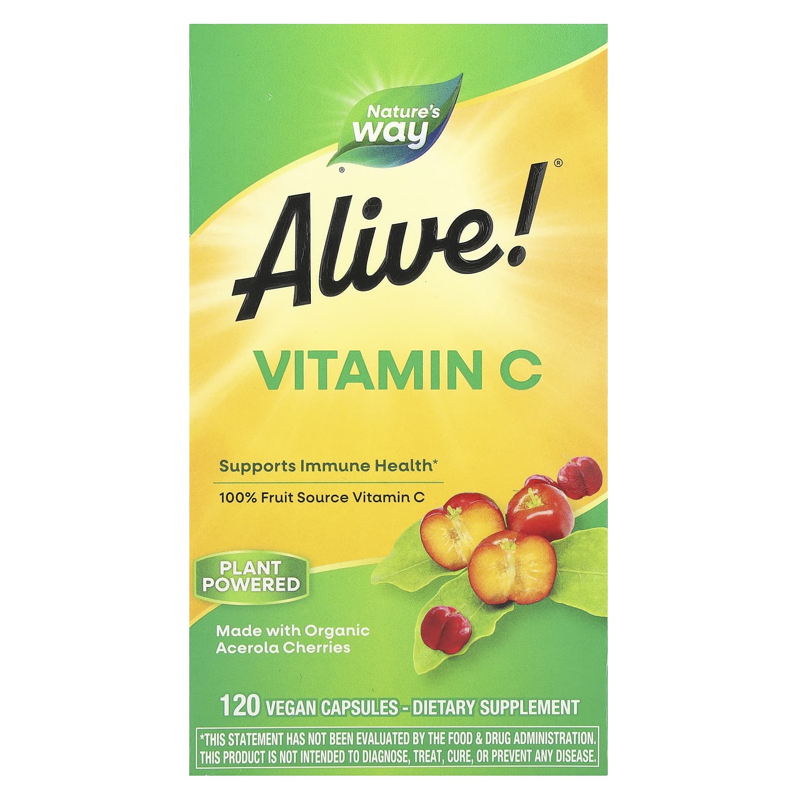 Витамин C Nature's Way Alive!®, 125 мг, 120 растительных капсул