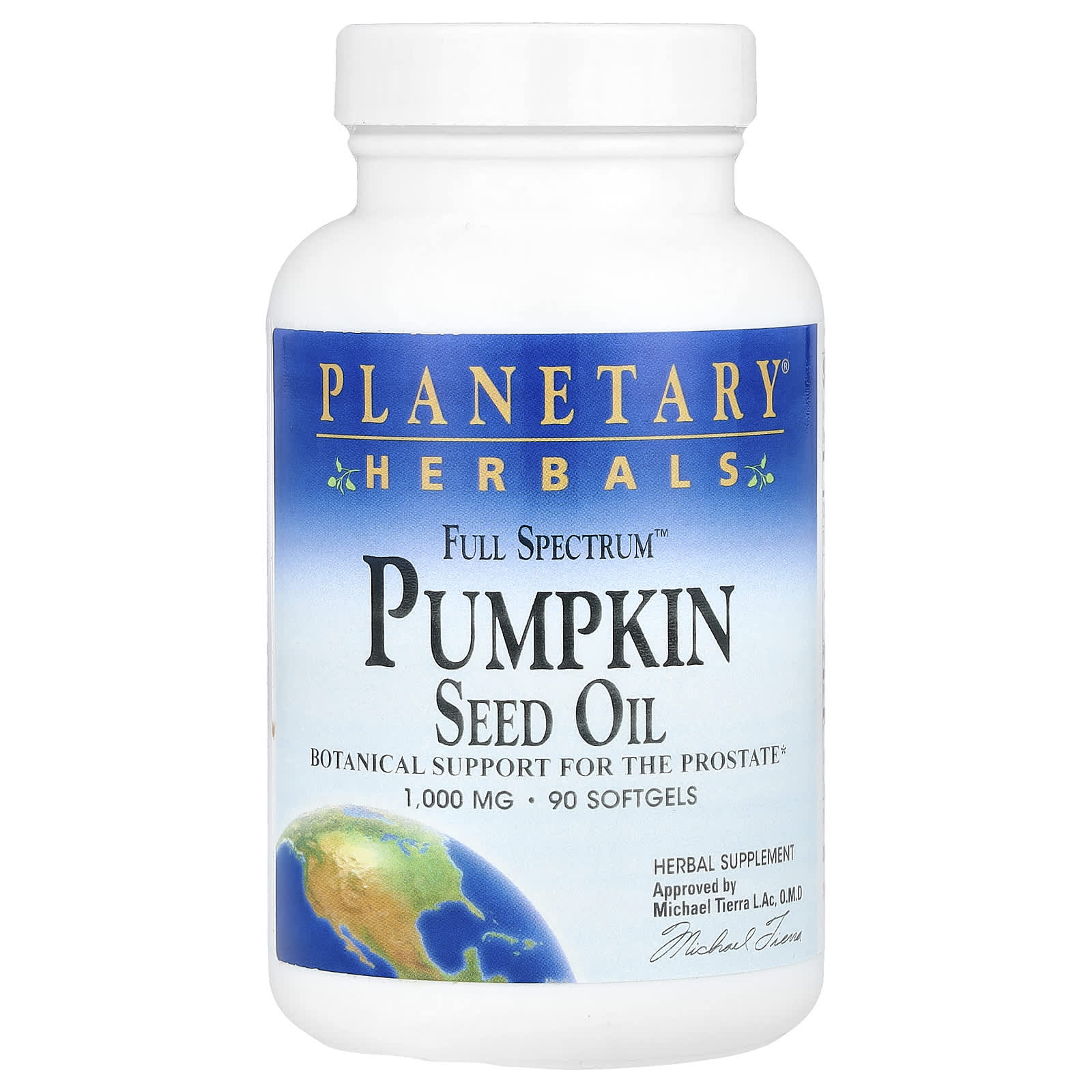 Масло тыквенных семян Planetary Herbals Full Spectrum™, 1000 мг, 90 мягких капсул
