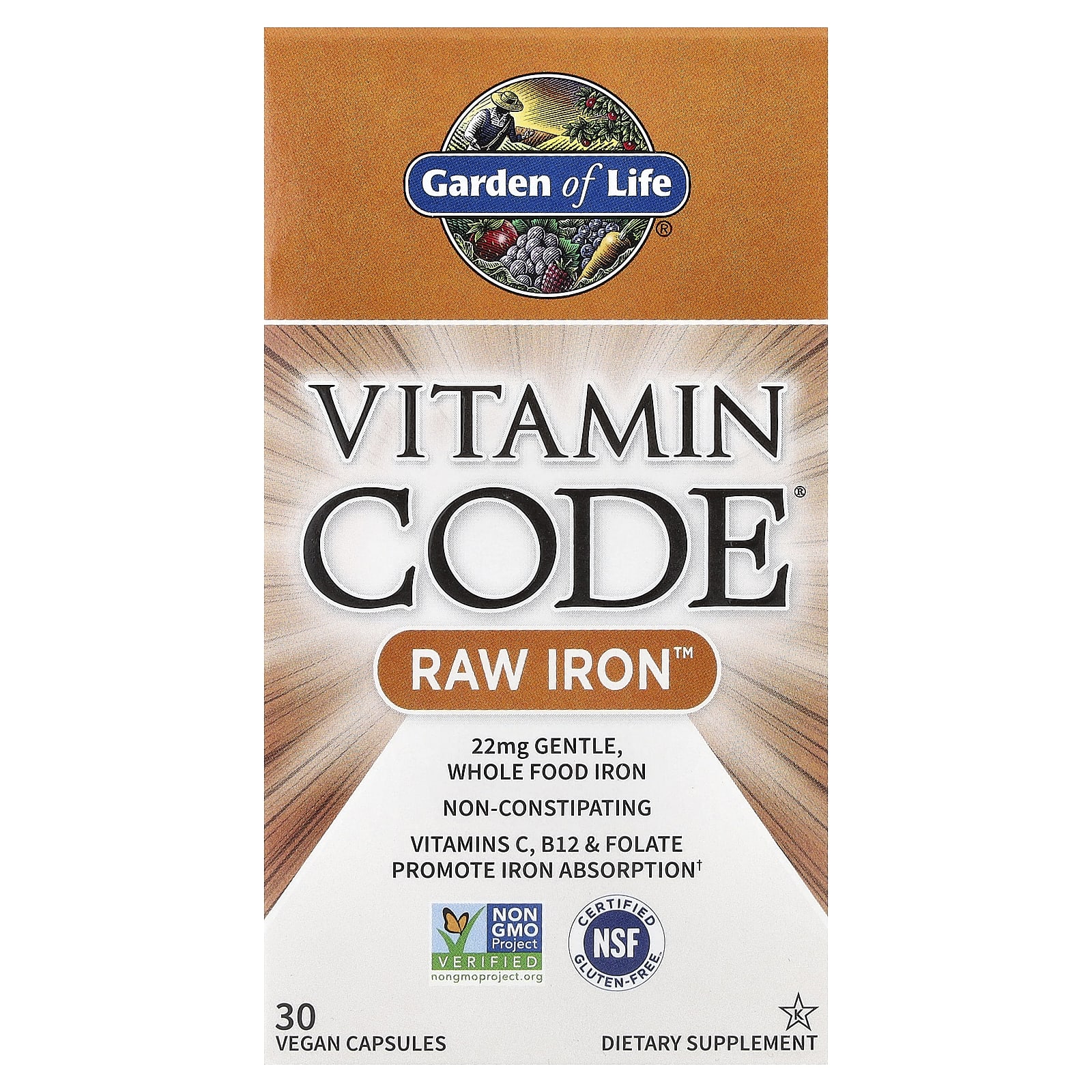 Железо Garden of Life Vitamin Code® RAW™, 30 растительных капсул — фото 2