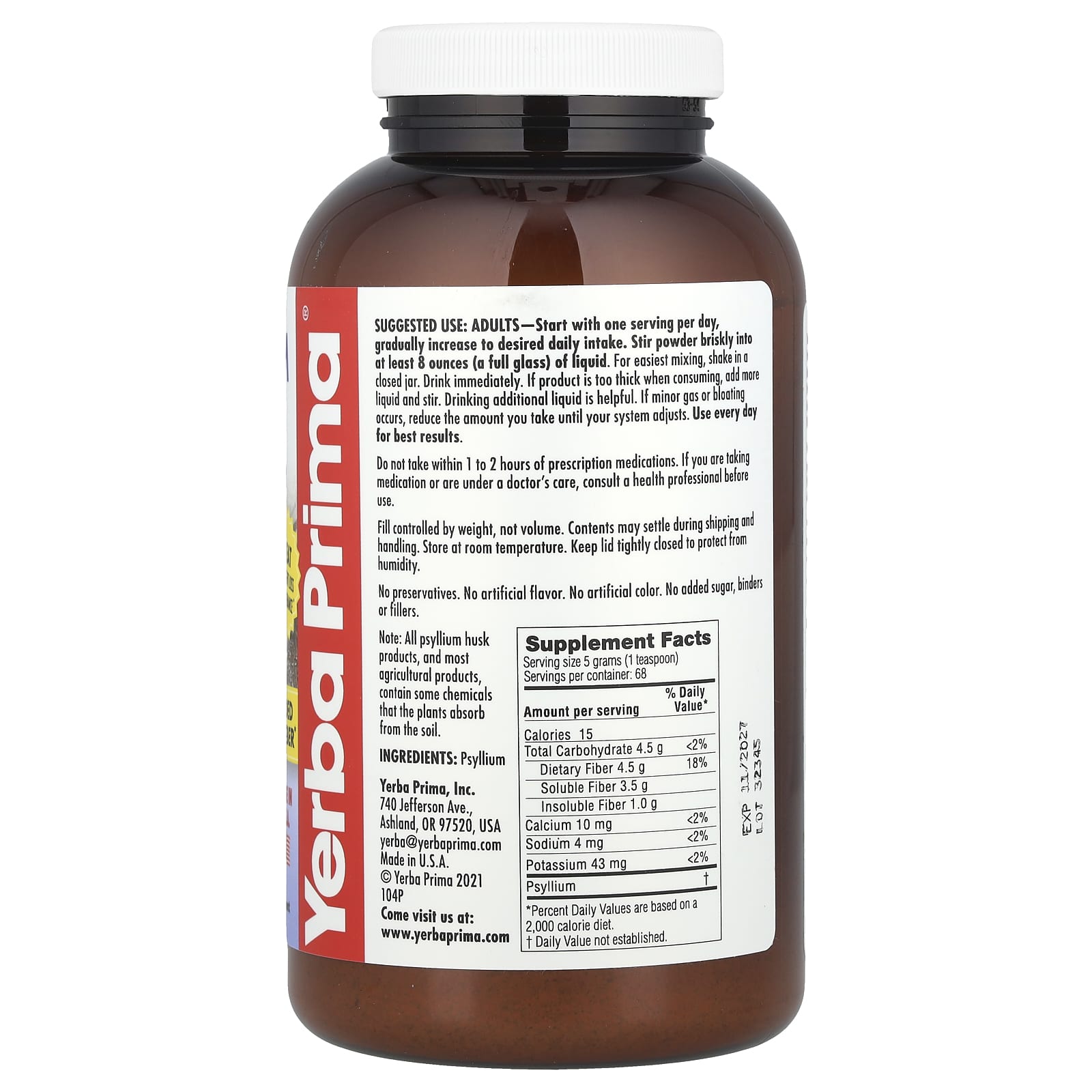 Порошок Yerba Prima Psyllium Husks, 340 г — фото 2