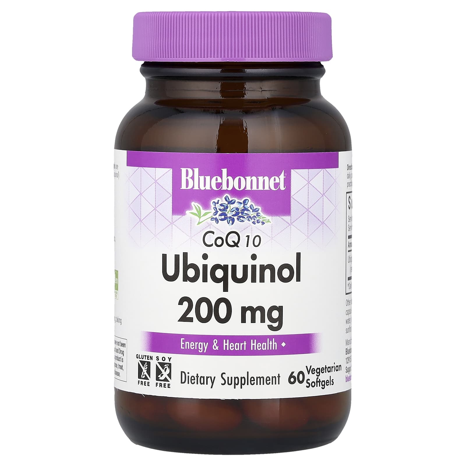 Коэнзим Q10 убихинол Bluebonnet Nutrition, 200 мг, 60 мягких капсул