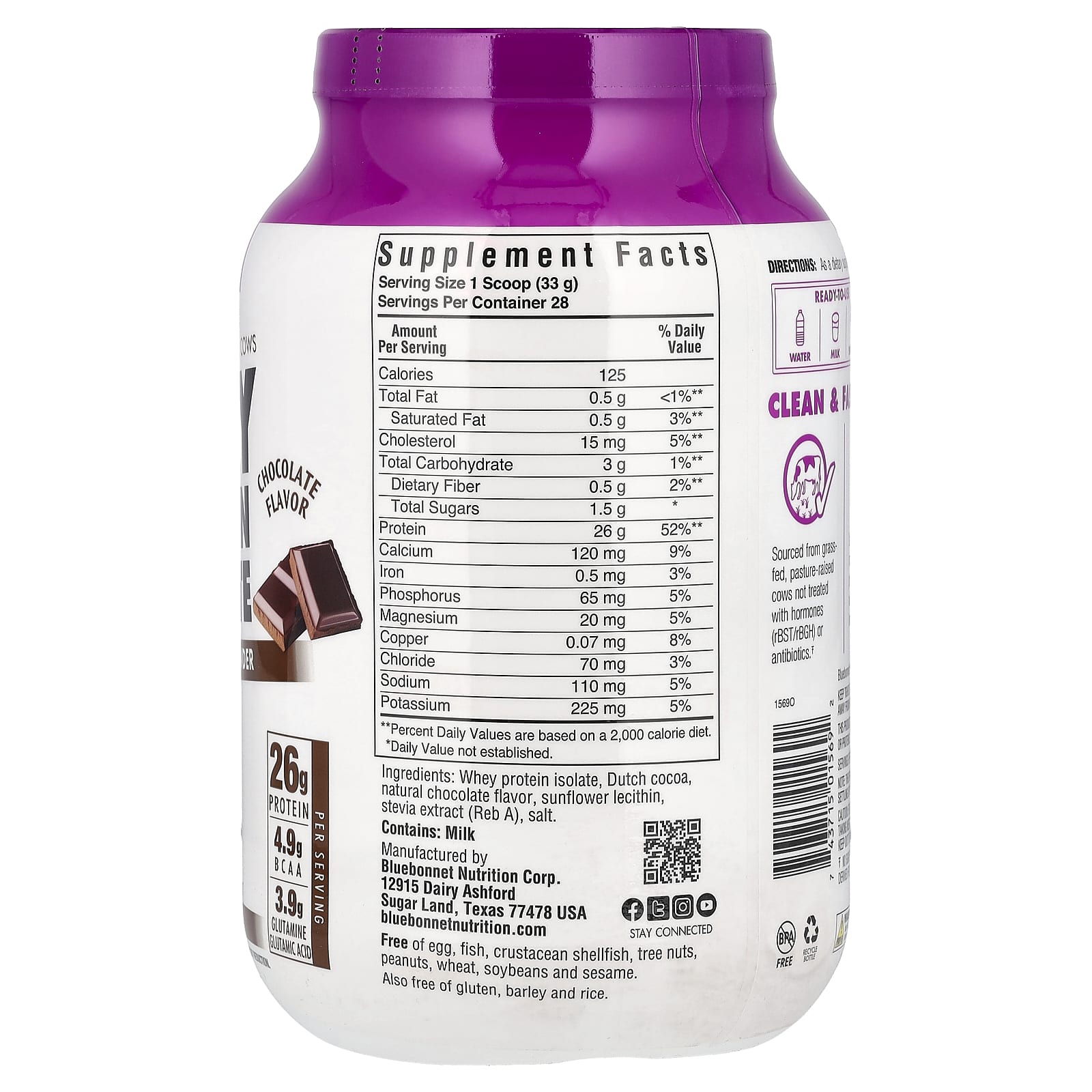Сывороточный протеин Bluebonnet Nutrition Isolate, вкус Chocolate, 924 г — фото 2