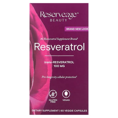 Ресвератрол Reserveage Beauty, 100 мг, 60 растительных капсул