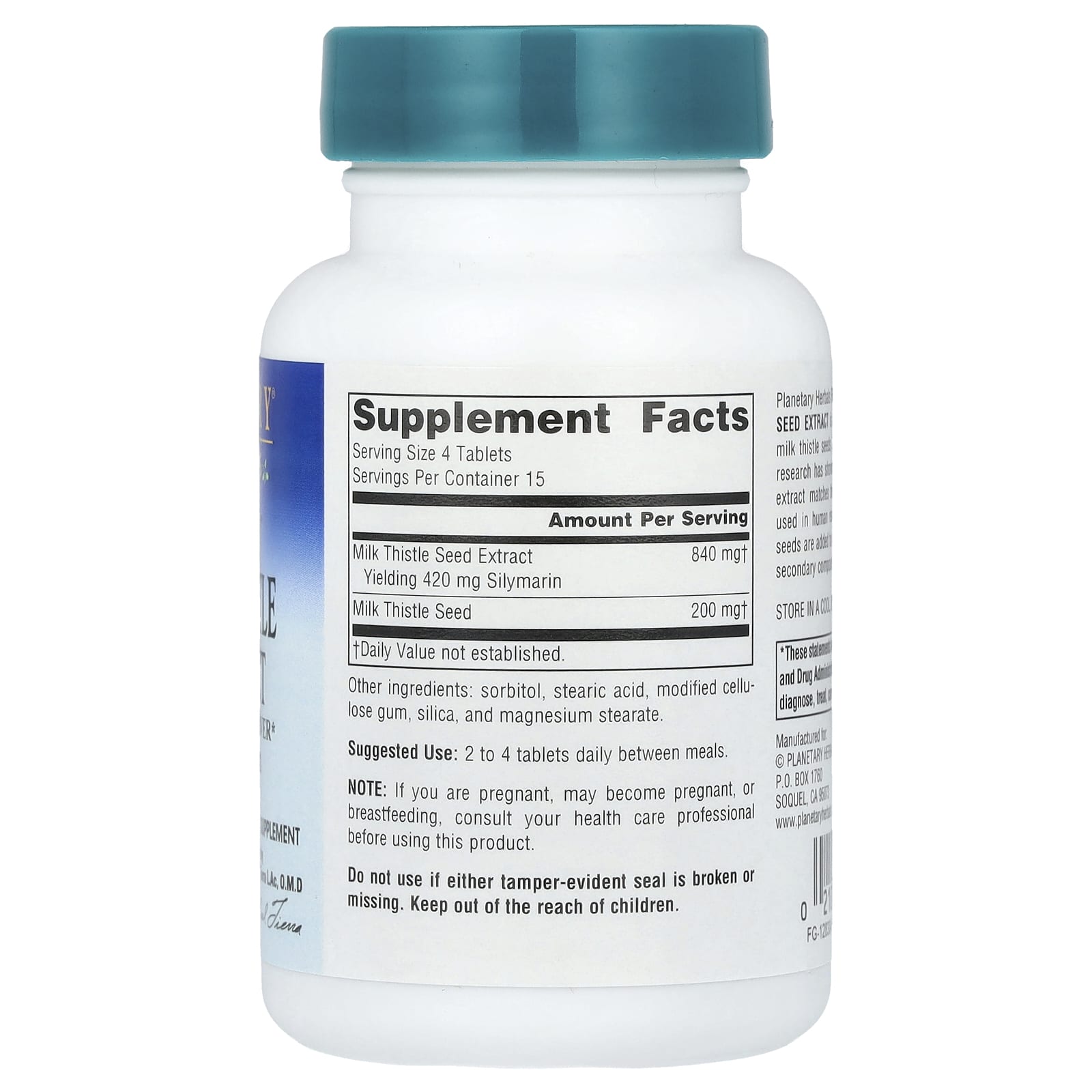 Расторопша Planetary Herbals Full Spectrum™ Seed Extract, 60 таблеток — фото 2