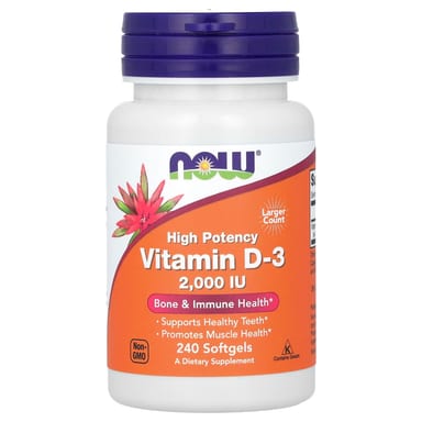 Витамин D3 NOW Foods High Potency, 2000 МЕ, 240 мягких капсул