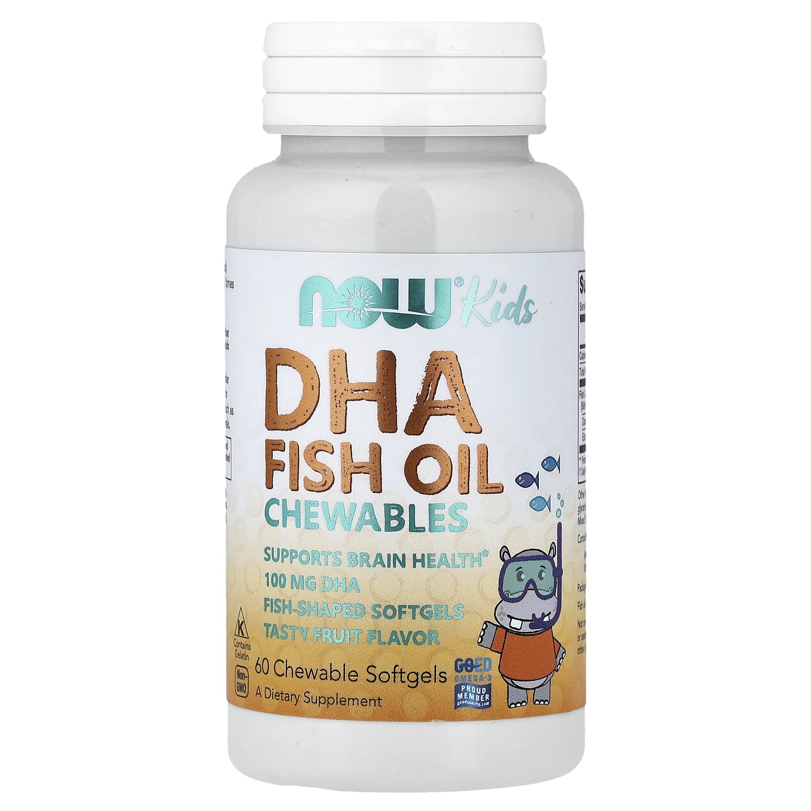Рыбий жир NOW Foods DHA Chewables Tasty Fruit, 60 жевательных мягких капсул