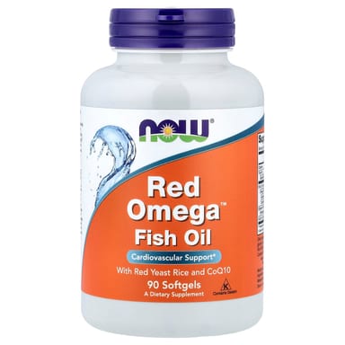 Рыбий жир NOW Foods Red Omega™ With Red Yeast Rice and CoQ10, 90 мягких капсул