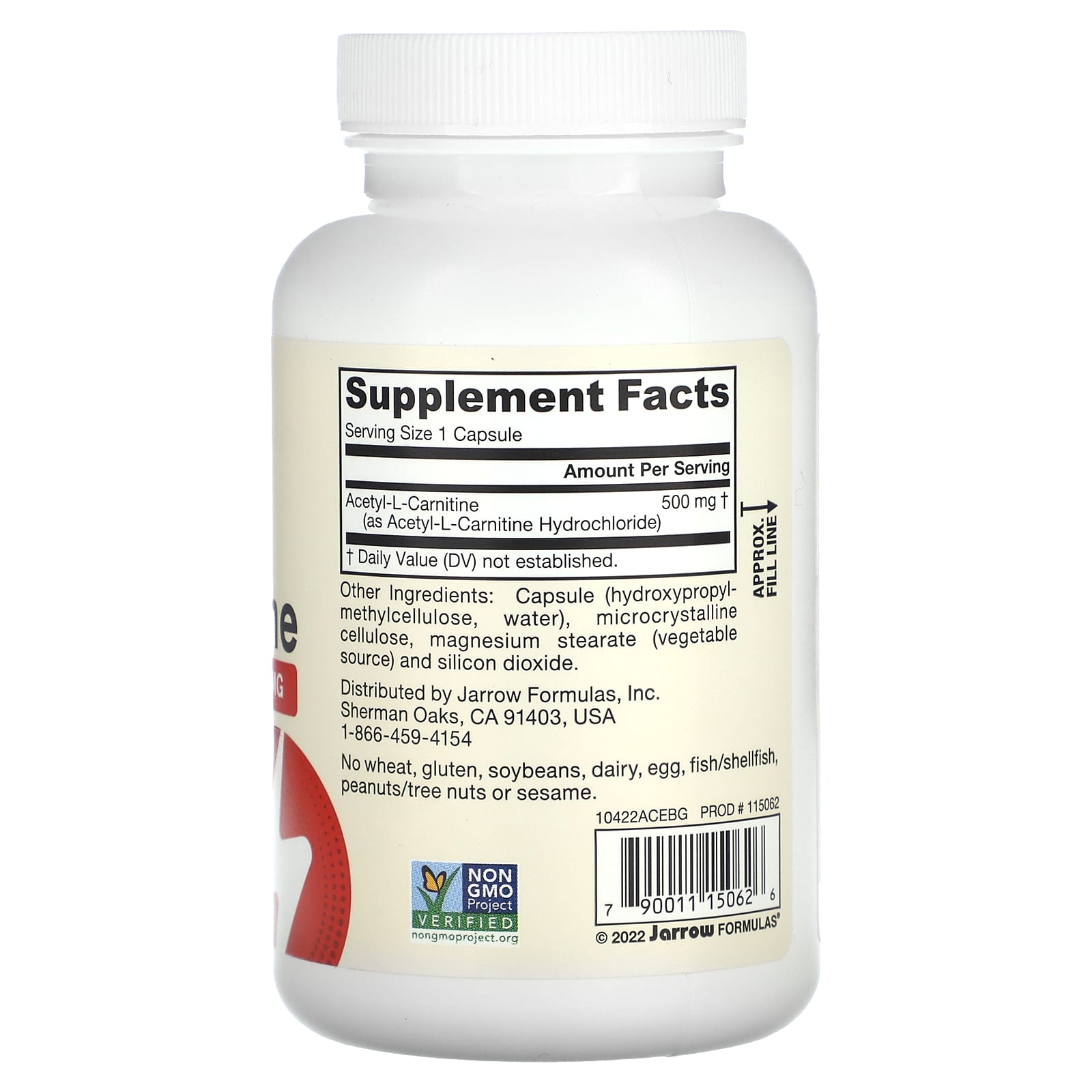 Ацетил-L-карнитин Jarrow Formulas Vegan Acetyl L-Carnitine, 500 мг, 120 растительных капсул — фото 2