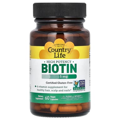 Биотин Country Life High Potency, 5 мг, 60 растительных капсул