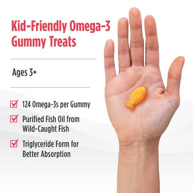 Омега-3 Nordic Naturals Gummy Fish, вкус Tangerine, для детей от 3 лет, 124 мг на пастилку, 30 жевательных пастилок
