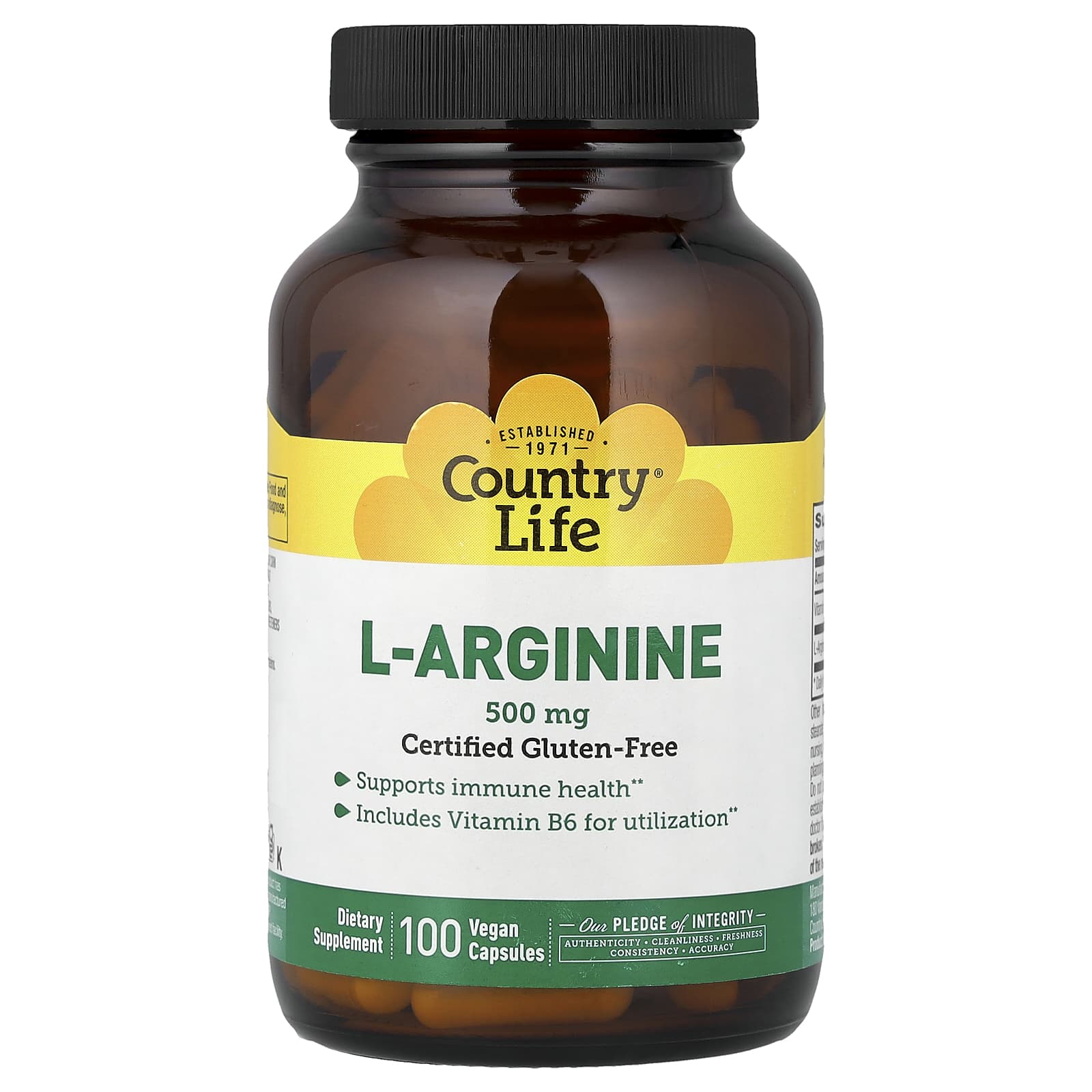 L-аргинин Country Life L-Arginine, 100 растительных капсул