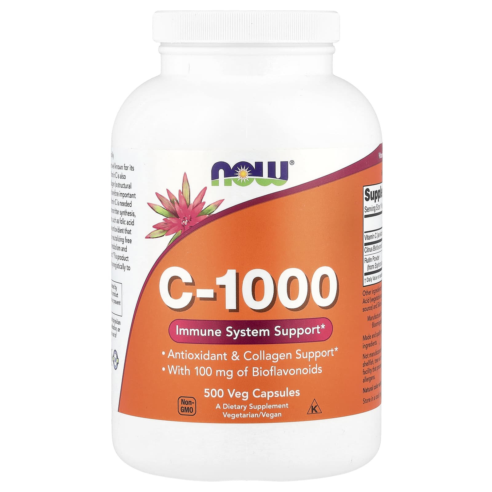 Витамин C NOW Foods, 500 растительных капсул
