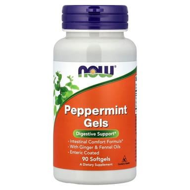 Имбирь NOW Foods Peppermint Gels With & Fennel Oils, 90 мягких капсул