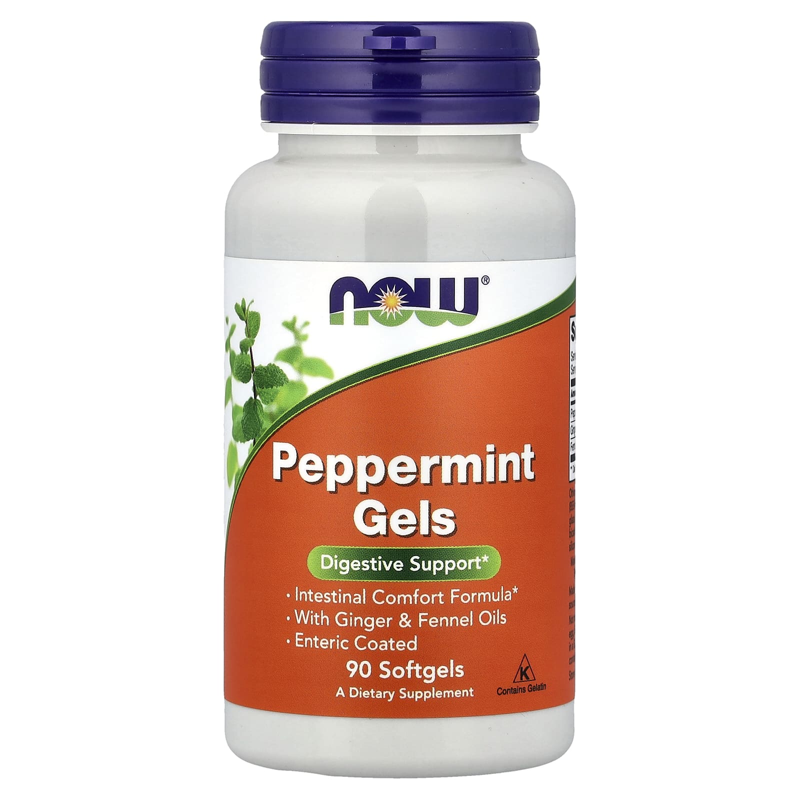 Имбирь NOW Foods Peppermint Gels With & Fennel Oils, 90 мягких капсул