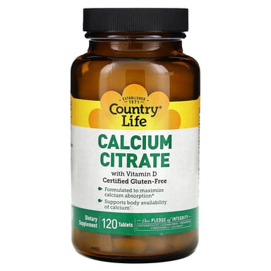 Цитрат кальция Country Life with Vitamin D, 120 таблеток