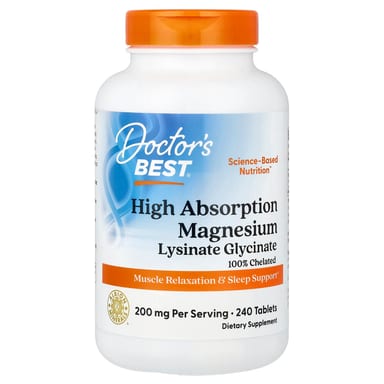 Магний Doctor's Best High Absorption Lysinate Glycinate Albion® TRAACS®, оттенок Chelated, 100 мг, 240 таблеток