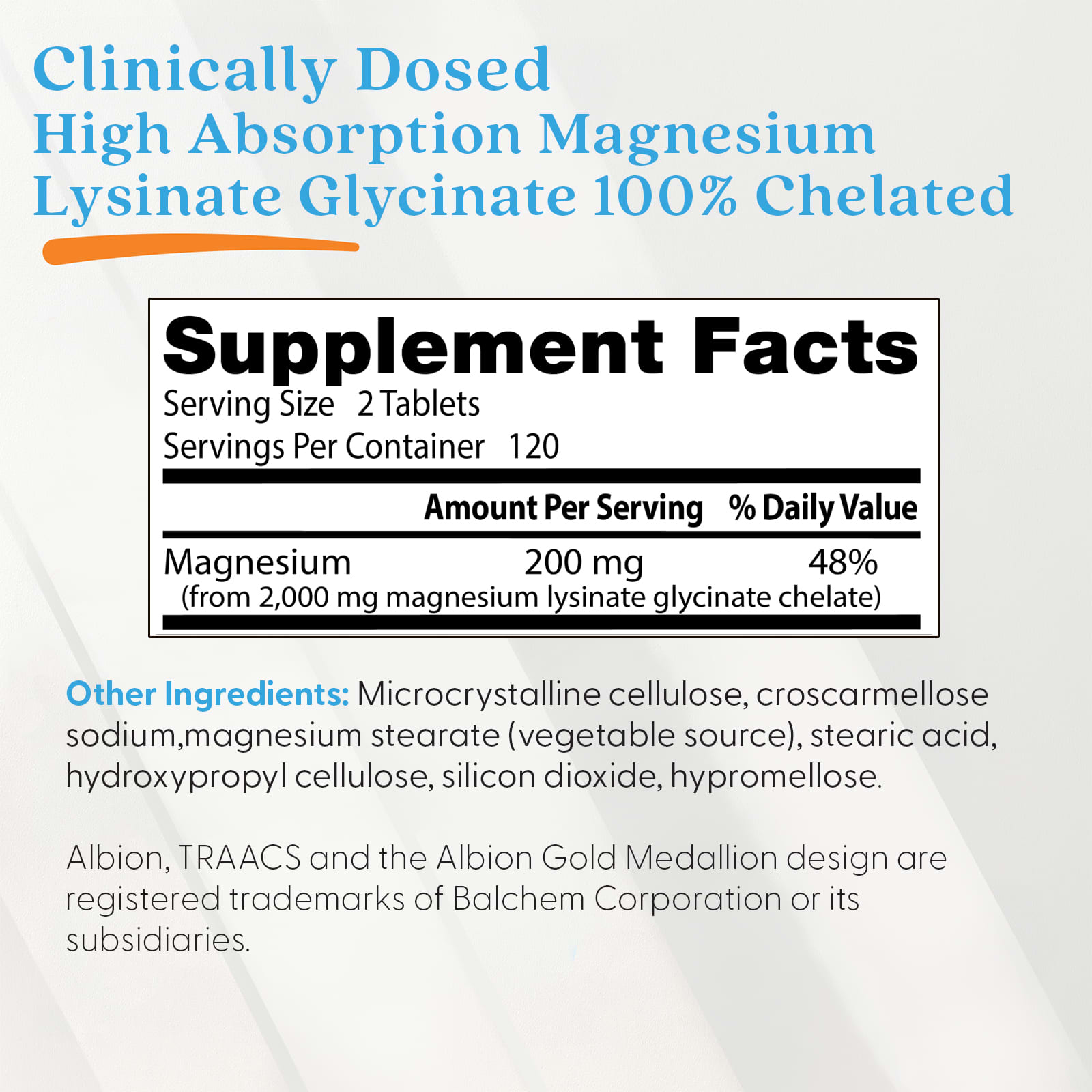Магний Doctor's Best High Absorption Lysinate Glycinate Albion® TRAACS®, оттенок Chelated, 100 мг, 240 таблеток — фото 4