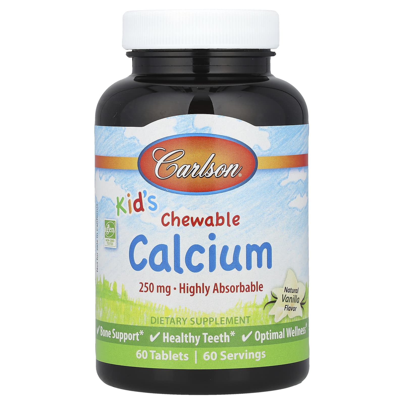 Кальций Carlson Chewable Natural Vanilla, 250 мг, 60 таблеток