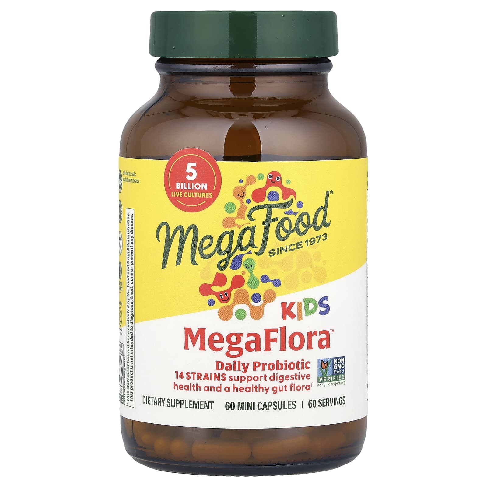 Пробиотик MegaFlora MegaFood™ Daily Probiotic 60 Mini Capsules, 5 млрд КОЕ, капсулы