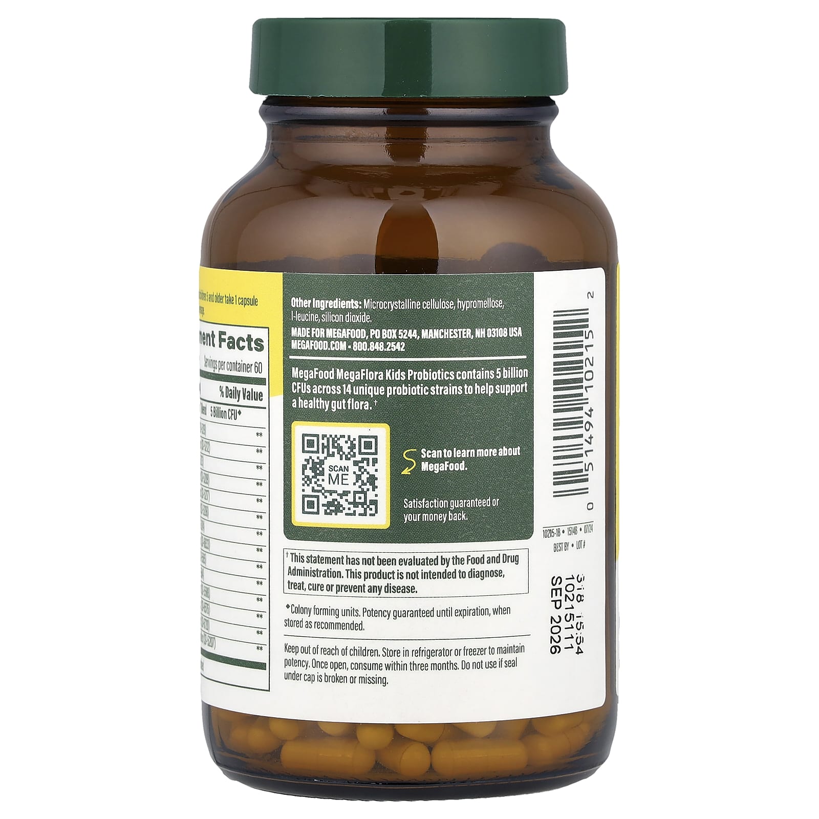Пробиотик MegaFlora MegaFood™ Daily Probiotic 60 Mini Capsules, 5 млрд КОЕ, капсулы — фото 2