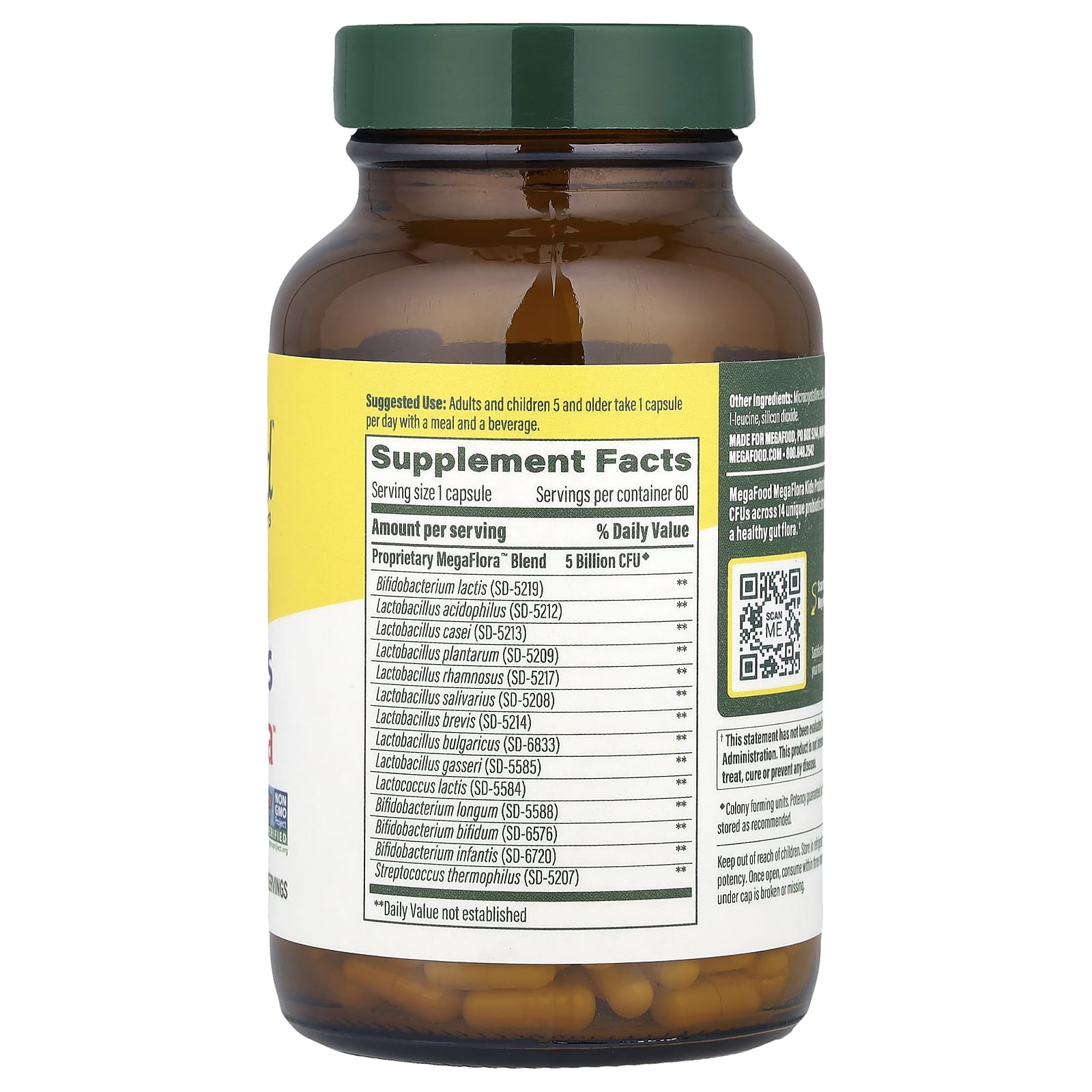 Пробиотик MegaFlora MegaFood™ Daily Probiotic 60 Mini Capsules, 5 млрд КОЕ, капсулы — фото 3