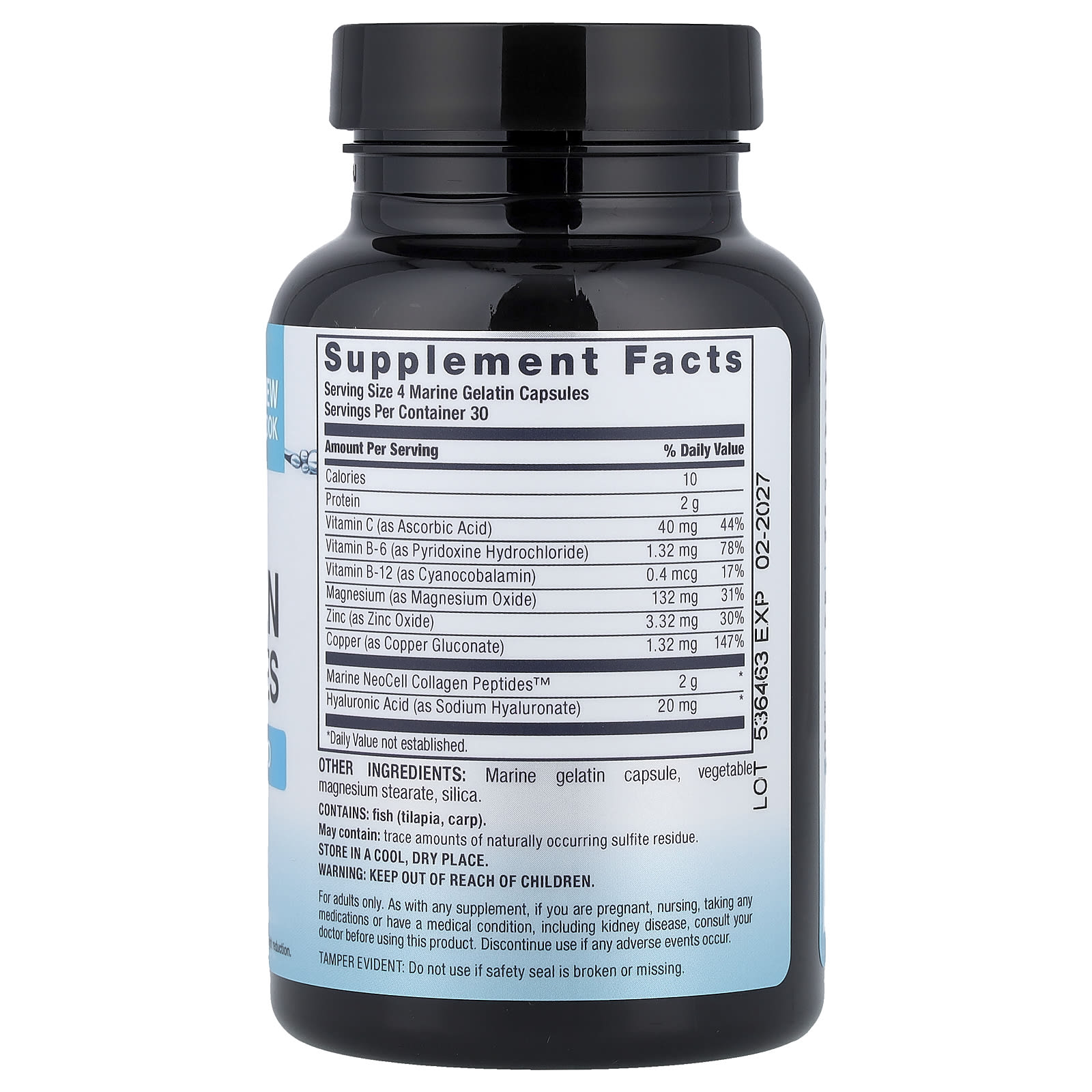 Гиалуроновая кислота NeoCell Marine Collagen Peptides, 120 капсул — фото 2